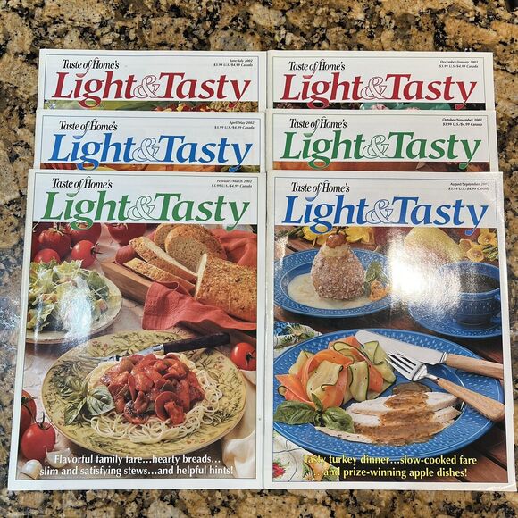 Taste of Homes Light And Tasty Cooking Recipe Magazines 2002 Back Issue Set Of 6 - Picture 1 of 13